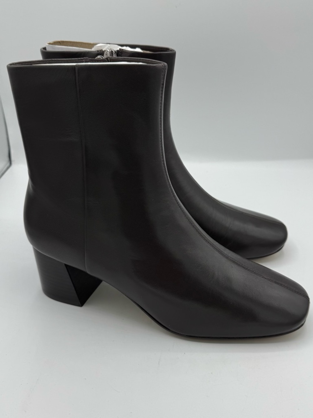 Everlane The Day Boot Dark Brown Leather sz 8 Side Zip Ankle‎ Bootie Square Toe